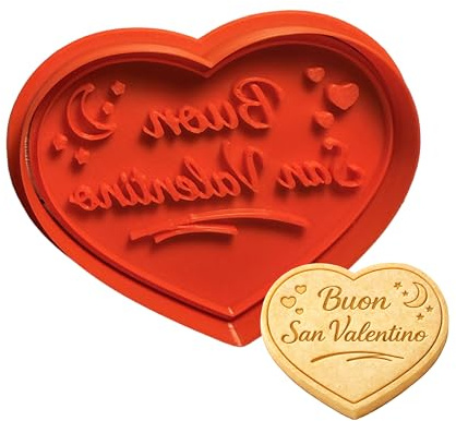 Tagliabiscotti.it - Tagliabiscotti cuore “Buon San Valentino” - San Valentino - Cookie cutter - Stampo per biscotti o decorazioni in pasta di zucchero. Dimensione tagliabiscotti : 8cm x 6,5cm x 1,2cm