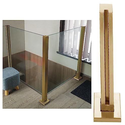 Sistema de barandilla de vidrio dorado, moderno kit de barandilla para interiores y exteriores, abrazadera cuadrada para paneles de vidrio, poste dorado de 65 cm, elegante barandilla para terraza y