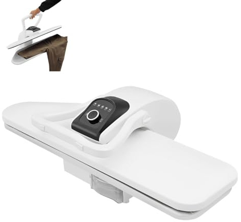 Professionell ångstrykpress, 2 200 W, intelligent ångpress, strykmaskin, 91 cm, temperaturområde 90–200 ℃, 5 temperaturnivåer, självlåsande kraft 8 kg, supersnabb strykning (vit)