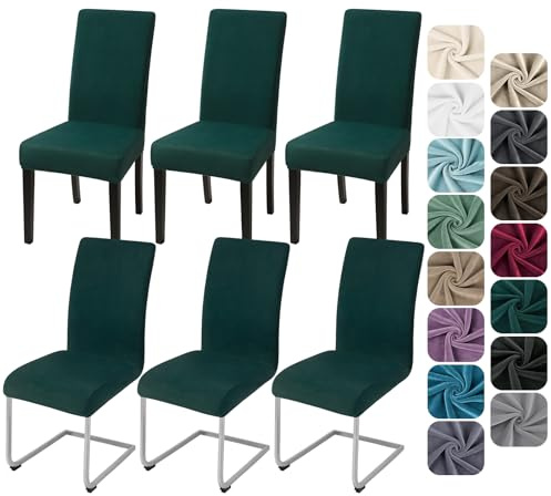 Alishomtll Stretch Samt Stuhlhussen 6er Set Stuhlbezug Schwingstuhl Grün | Elastische Stuhlhussen Schwingstuhl Stuhlbezug Universal hussen für stühle Waschbare Esszimmerstühle Bezug Küche Hochzeit