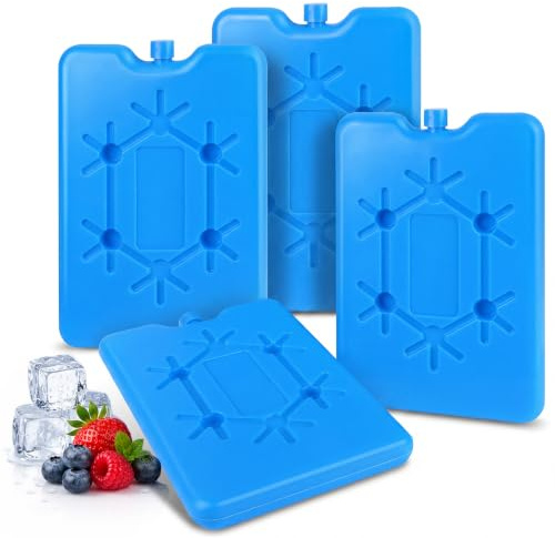 4 Stück Kühlakku für Lunch,Wiederverwendbare Kühlakkus für Kühltasche | Extra Dünne Kühlakku für Kleine Kühlboxen,Lange Kühlleistung Kühlakkus für Innen und Außen, Büro, Picknick & Reisen