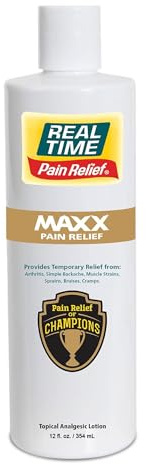 Real Time Pain Relief MAXX 12oz Bottle | 18 Natural Ingredients: Arnica, Menthol & Peppermint | Maximum Strength Muscle Pain Relief Lotion for Arthritis, Hands, Ankles, Back, Shoulders, Knees & Joints
