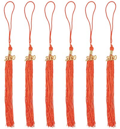 Amosfun 6 stücke abschluss quaste 2020 abschlusskappe dekorative quaste Dekoration für Bachelor Master Doctor Grads Zeremonie (orange)