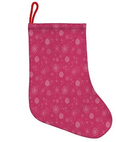 ABAKUHAUS Winter Hängende Nikolausstiefel Weihnachtssocken, Sanfte Schnee Feminine, Weihnachtsstrumpf zum Aufhängen, 25x35cm, rosa, Weiß,