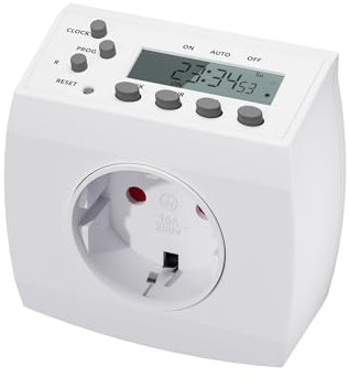 HBN Digitale Zeitschaltuhr Wochenzeitschaltuhr Steckdose, LCD-Display Programmierbare Timer Steckdose, 8 konfigurierbare Schaltprogramme, 16A / 3680W, 1 Pack