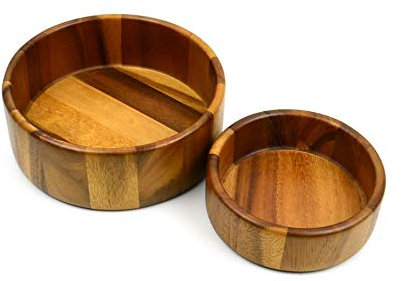 365möbel 2er Set Kombination Obstschale Knabberschale aus Akazienholz /6 cm und 5 cm hoch/20 cm und 15 cm breit/für Gäste, Party, Feier, Streamingabend