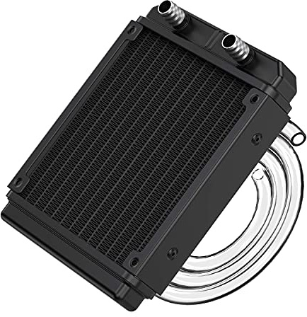 CLDIY Wasserkühlungskühler, 12-Rohr-Aluminium-Wärmetauscher mit Rohr für PC-CPU-Computer Wasserkühlsystem DC12V 120 mm, 155 x 120 x 27 mm, Kompatibel mit Computer-CPU