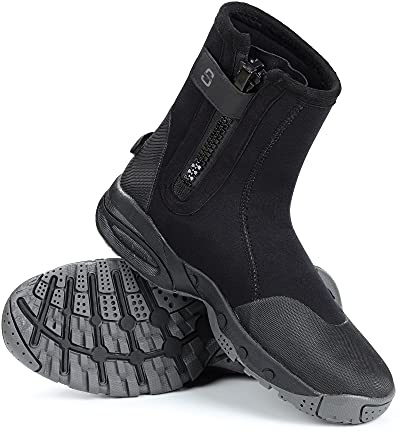 SARHLIO Neoprene Dive Boots 5mm Tall Zippered with Anti-Slip Rubber Sole Wetsuit Boots for Water Sports Scuba Diving Snorkeling (M10W11)