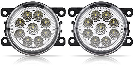 9 LED Round Car Fog Light Projector Daytime Running Light DRL (White)