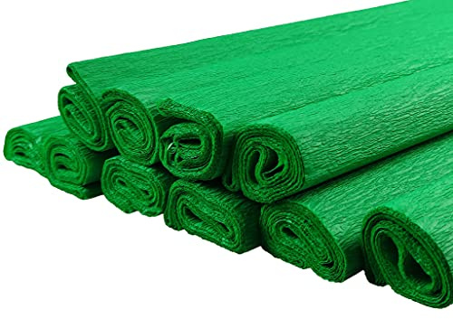 Netuno 10 Rollen Krepppapier Grün 200 x 50 cm Floristenkrepp Bastelkrepp | crepe paper Krepp Papier Papierrollen Dekoration Schultüte Basteln Bastelpapier Gärtnerkrepp Kindergeburtstag Partydeko