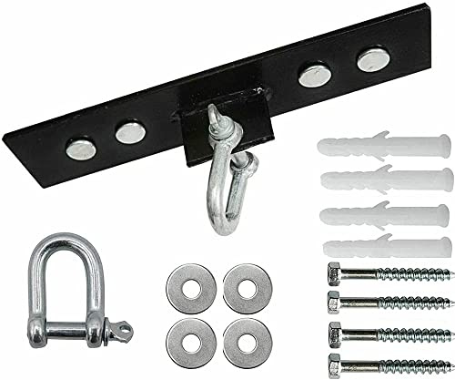 SOO Ceiling Hook Swivel with D-Shackle, 18 Gauge 5mm Heavy Duty 360 Hanging Steel Bracket for Punch Bags, Double end Speed Ball, Boxing MMA Muay Thai Kickboxing, Wall Mount Fitting, Black,7 Inch
