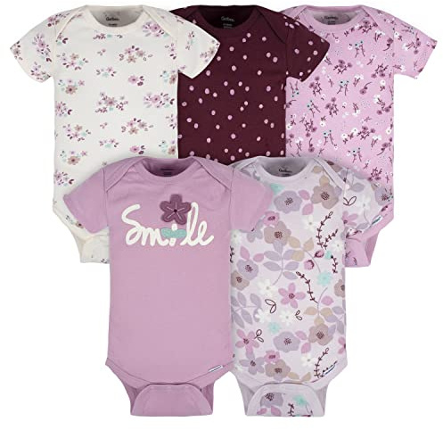 Gerber Baby Girls Confezione da 5 tutine a maniche corte Varietà Body Lavender Garden 12 mesi