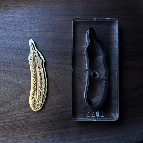 Jieotwice Juego de Troqueles de Corte de Sello de Latón Con Forma de Pluma, Sellos en Relieve de Lámina Caliente, Cortador de Artesanía de Cuero, Cortador de Tela de Cuero, Sello Térmico