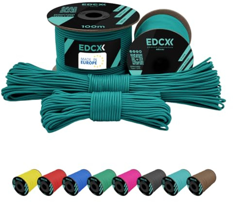 EdcX 2 mm Nylon Paracord 275 (50 et 100 m) - Corde 100% Nylon, Corde 3 brins, Corde Nylon 2 mm en Plusieurs Couleurs