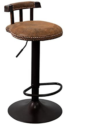 FanXus Runder Vintage-Familienhocker aus Leder, Barhocker, höhenverstellbarer, drehbarer Tresenstuhl, amerikanischer Vintage-Landhaus-Polsterstuhl, Kücheninsel, Café, Bistro, Frühstück Made in China