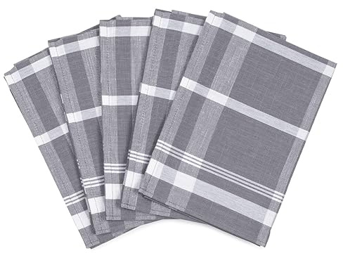 Ross - Exclusiv - 5 X Geschirrtücher - Baumwolle - Leinen - im Set (Silber)