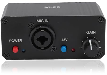 Mikrofonvorverstärker Mic Gain Booster, 48 V Phantomspeisung, XLR-Ausgang für dynamisches und Kondensatormikrofon