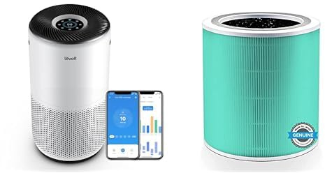 LEVOIT Luftreiniger HEPA Filter für Allergiker & 1Pack Ersatzfilter für Luftreiniger Core 400S, Echter Rauch-Filter