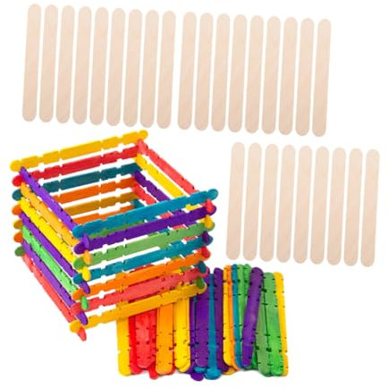 Operitacx 100 Stück Holz Eisstiele Bunt Und Naturfarben 11,5x1cm Glatte Oberfläche Sichere Bastelstäbchen Aus Natürlichem Holz Für Kinder Selbstgemacht Eis Am Stiel Und Bastelprojekte