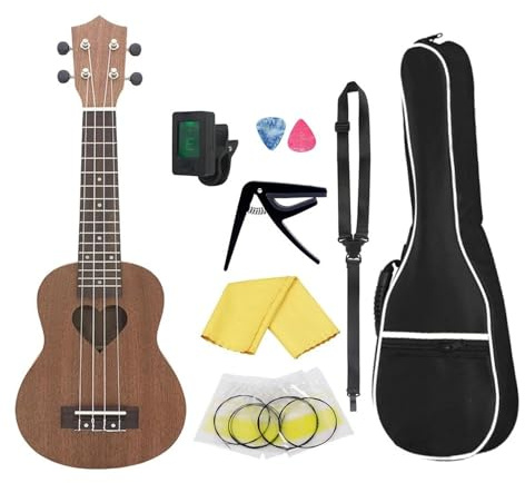 Ukulele Musikinstrumente 21 Zoll Ukulele Gitarre Sapele Holz Ukulele 4 Saiten Ukulele Mit Stimmgurt Kapodaster Saiten Zubehör