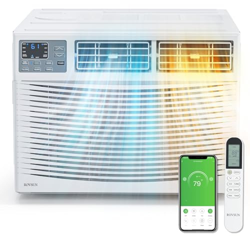 ROVSUN 8000 BTU Window Air Conditioner with Heat, Window AC Unit & Heater Combo with APP & Voice Smart Control, Timer Function & Easy Installation Kit, Work with Alexa/Google Assistant, 115V/60Hz