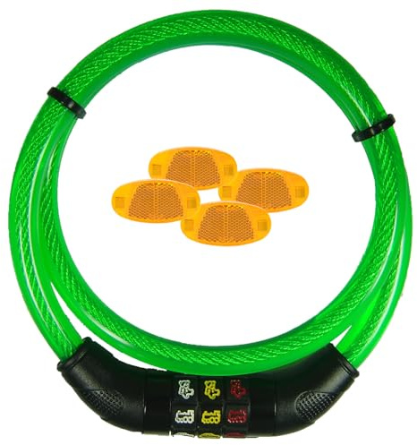 Simbolo lucchetto con cavo verde + 4 riflettori a raggi
