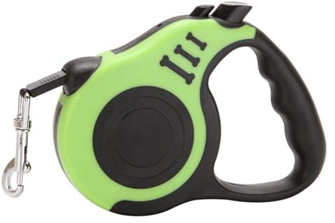 LONGPING Ausziehbare Hundeleine, Ausziehbare Leine Mit Rutschfestem Griff for Hunde Bis 15 Kg, Robustes Nylonband, for Haustiere, Kleine Und Mittelgroße Hunde Dog Leash(Green,3m)