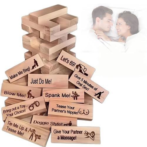 Lust Tower, Der Lust Tower, Blockspiele for Paare, Paarspiele for Erwachsene, Superfreches Blockturmspiel, Valentine Tumbling Tower Stapelblockspiel, Stapelspiel aus Holzblöcken for Paare