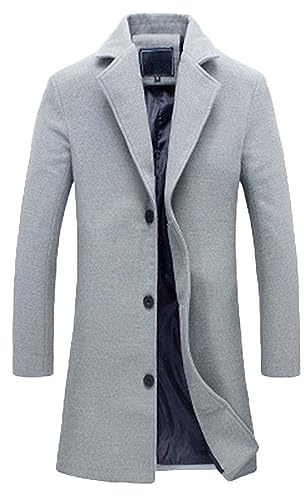 Generic - Homme - Trench-coat mi-long - Long - Simple boutonnage classique - Élégant - Coupe ajustée - Style décontracté - Double boutonnage - Gris - XL
