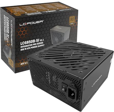 LC-POWER ATX PC Netzteil 850W, PCI-Express 5.1, Zertifikat 80 Plus Bronze, 135mm Lüfter, Integrator Pro Serie LC6850B-SI V3.1, Schwarz