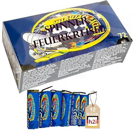 h2i Toupies de feu - tourbillons au Sol | 72 pièces | Amusement pour Petits & Grands | pour Nouvel an, Halloween & fêtes | Artifice Jeunesse & Enfants | Feux d’Artifice Toute l’année Cat. F1