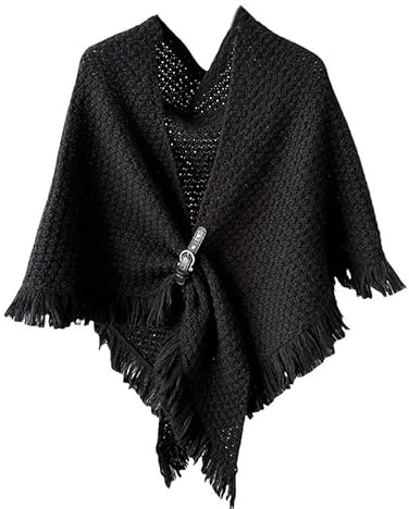 LIUYUYOUGO Cape Damen Dreieckstuch Für Damen Warmer Winterschal Mittelalterlicher Vintage Strickschal Kuscheliger Wickelschal Fransenponcho Unregelmäßiges Grob Gestricktes Halstuch Als Muttertags