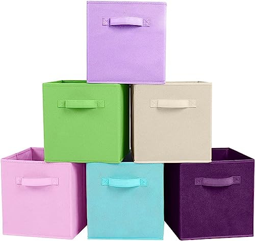 powerking Cubo pieghevole di stoccaggio, cubi pieghevoli di stoccaggio del tessuto e cassetto dell'organizzatore di stoccaggio del panno per armadio e giocattoli di stoccaggio (6 colori)