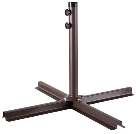 LOLAhome Base pie de Parasol Marrón Topo | De 90x90x55cm con Tubo de Acero | para parasoles de Tubo máximo de Ø 48 mm | Pintura Resina epoxi Anticorrosión | para Exterior, jardín