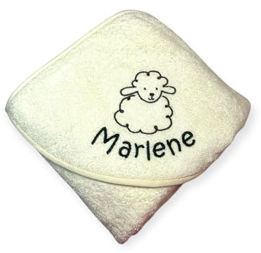 Sterntaler Kapuzenhandtuch 100x100 mit Name personalisiert beige mit Schaf Flocke