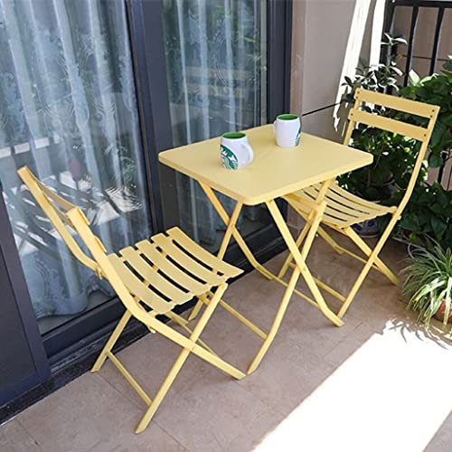 IUBGFTO 3-teiliges klappbares Bistro-Set, modernes Tisch- und Stuhlset aus antikem Eisen, quadratischer Stehtisch, dekorativer Gartentisch und -Stuhl