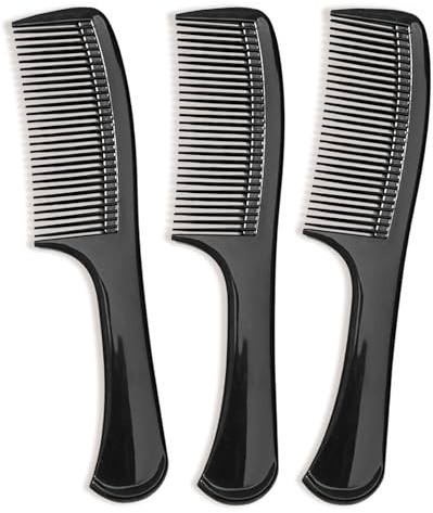 3PCS Wide-Tooth Comb Set, Detangling & Styling Comb, with Ergonomic Grip for Medium & Thick Hair, Salon-Style, for Men & Women(Black)