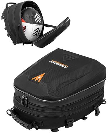 UBORSE Bolsa Asiento Moto Maleta Motocicleta Trasera Impermeable Bolsa de Casco Mochila para Moto de plástico ABS, rígida, Capacidad 20-28L, Alforja para Motocicleta Trasero Bolso Equipaje(Negro)
