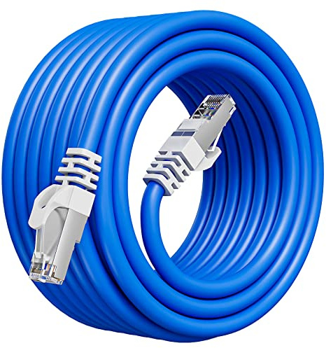 MEIPEK LAN Kabel 30 Meter Cat 6a, High Speed 500MHz 1Gbps Netzwerkkabel 30m | Lang FTP Geschirmt RJ45 Ethernet Kabel, 24AWG Hochgeschwindigkeit Gigabit Blau Patchkabel für Router Modem Switch PC