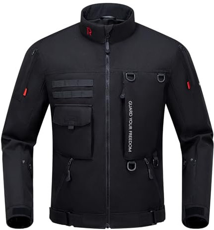 RIDEIRON Giacca Moto Uomo Invernale con Spalline e Gomitiere CE Fodera Rimovibile Armatura Moto Protezione Antivento Nero M