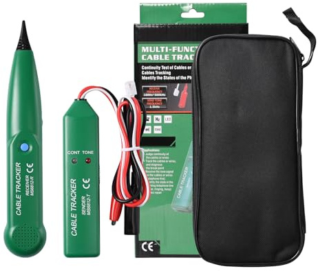 Pumwoy Buscador de línea de Red Cable Tracker MS6812, Probador de Circuitos Trazador de Cables y Generador de Tonos, Detector de Rotura de Cable para Identificación y Control de Cables