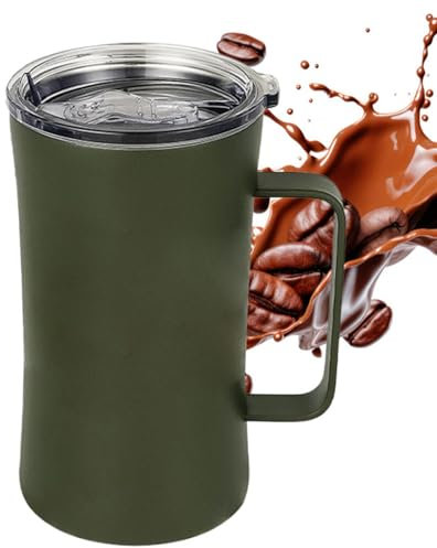 Generico Coffee Tumbler, 600ml Portable Drinking Cup with Lid, Multifunctional Splash Proof Travel Mug, Insulated Tumbler for Camping, Workplace, Daily Commute, Hot and Cold Beverages