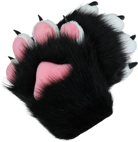 Halloween Therian tassar mjuka andningsbara lurviga tassar handskar söt katt räv varg tass handskar therian för halloween cosplay kostym tillbehör katt tass, stil 2, Style 2