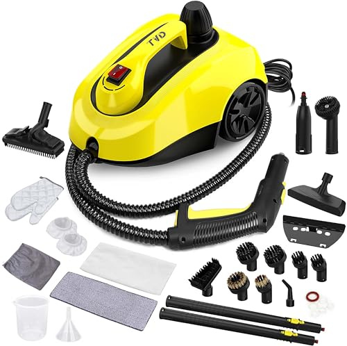 TVD Dampfreiniger, polsterreiniger gerät, Dampfreiniger mit 5 m extra langem Netzkabel für Bodendampfer, Ofen, Teppich, Sofa, Polster, Bettwanzen (tiefgelb)