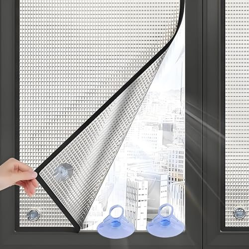 Película para Ventanas Reflectantes con ventosas, película Protección Solar Privacidad, película Parasol de Papel de Aluminio, Reflexivo Película de oscurecimiento Total, para balcón(65x90cm)