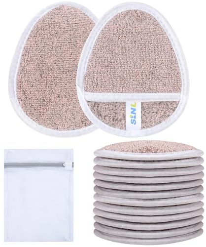 SINLAND Dischetti struccanti riutilizzabili per viso, occhi, labbra, in microfibra, delicati panni per la pulizia del viso, per tutti i tipi di pelle, adatti per struccanti, con sacchetto per la