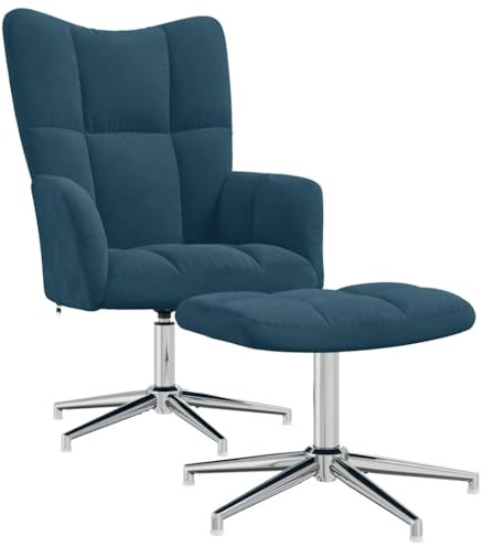 vidaXL Relaxsessel mit Hocker Blau Samt