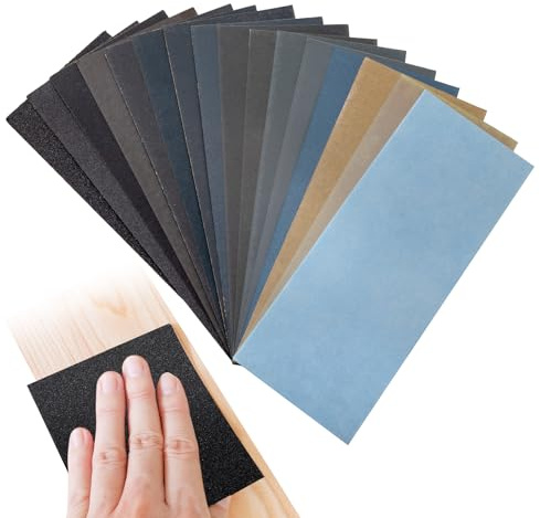 NVGVUP 33 PCS Fine Sheet Wet Dry Sandpaper: 120 to 10000 Grit Fine Sand Paper for Car Polishing Wood Processing Metal Walls Glass Plastic Paintwork Sanding（9 X 3.6 Inches）