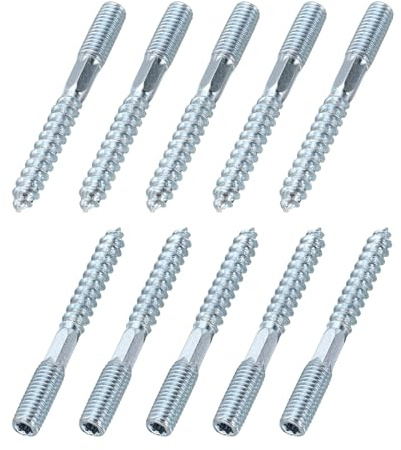 sourcing map M8 Hanger Bolts, 2.76(70mm) Length Double Headed Hanger Bolts 0.31(8mm) Wood Dowel Screw Self-Tapping Threaded Rods Screw for Assembling Wood Furniture Joint, Pack of 10