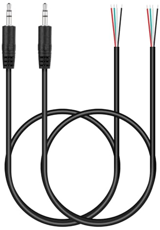 PATIKIL 3.3FT 3.5mm 1/7 Male Jack to Bare Wire Open End, 2PCS TRS 4 Pole Stereo Plug Audio Cable for Speaker Headphone Headset Earphone Electric Guitar Bass Keyboard Amplifier, 4 Colors